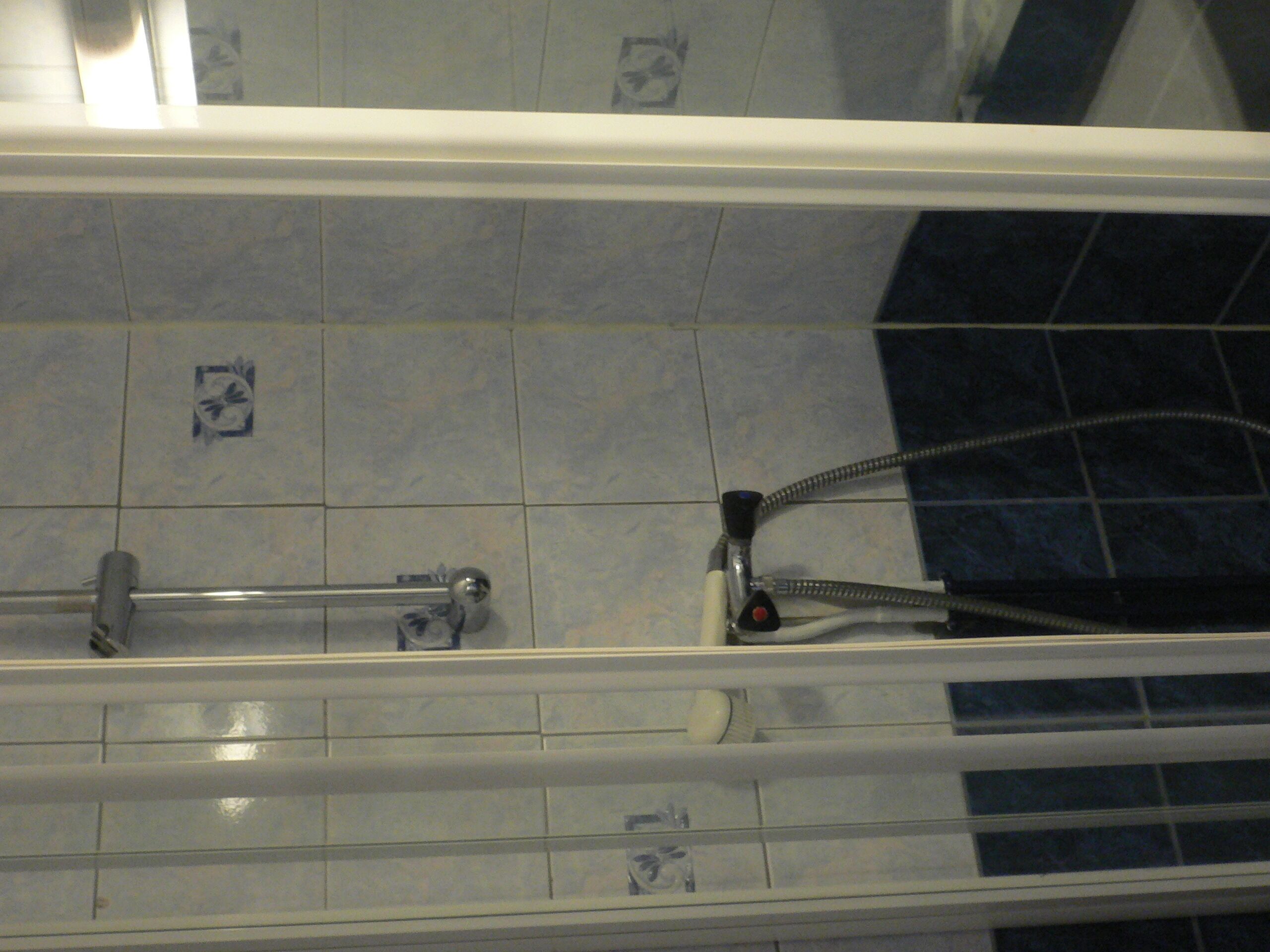 Shower, towels, toilet paper