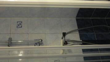 Shower, towels, toilet paper