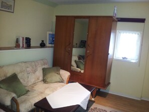 Télévision, lecteur de DVD, livres