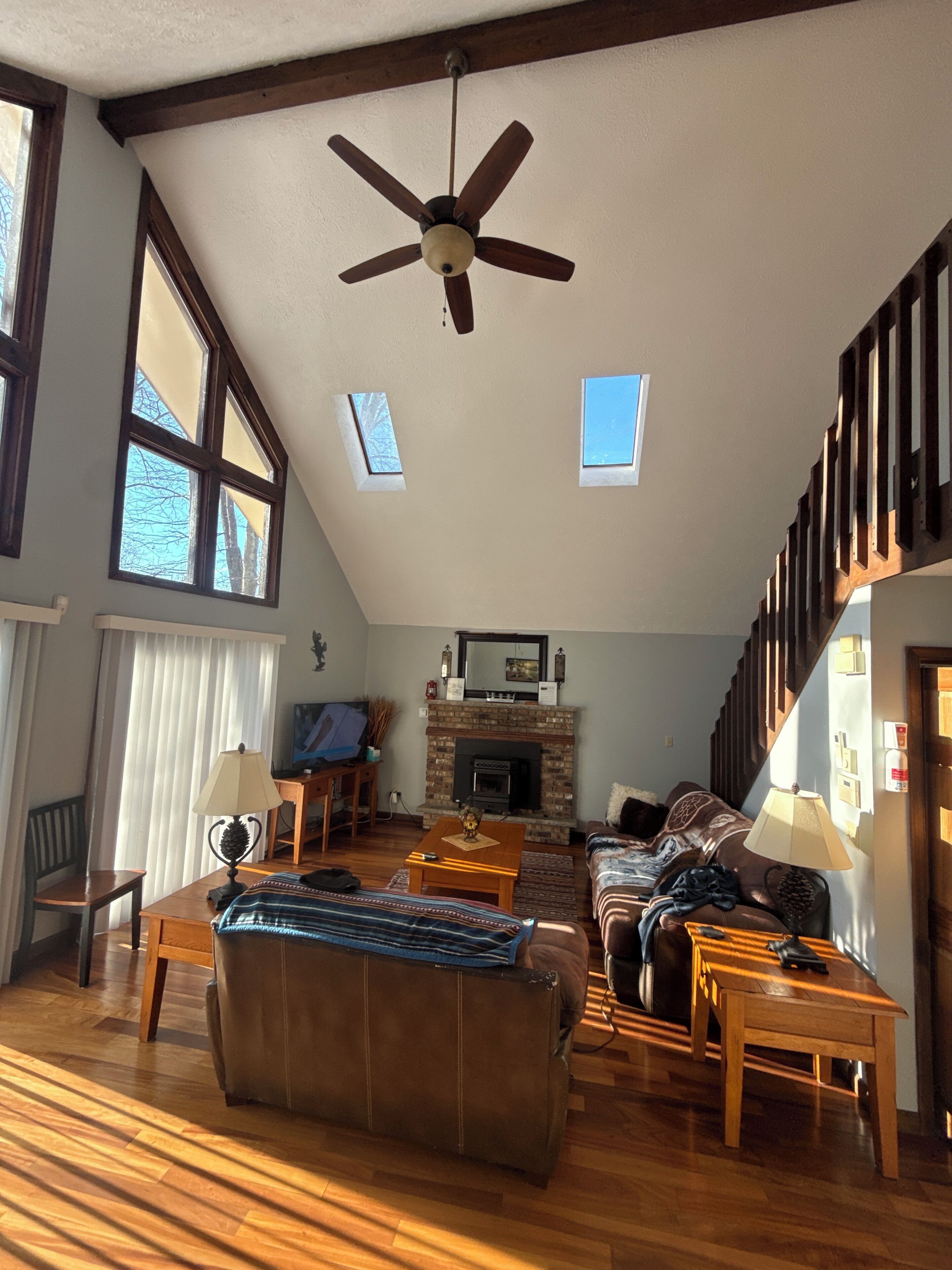 Smart TV, fireplace, DVD player, video library