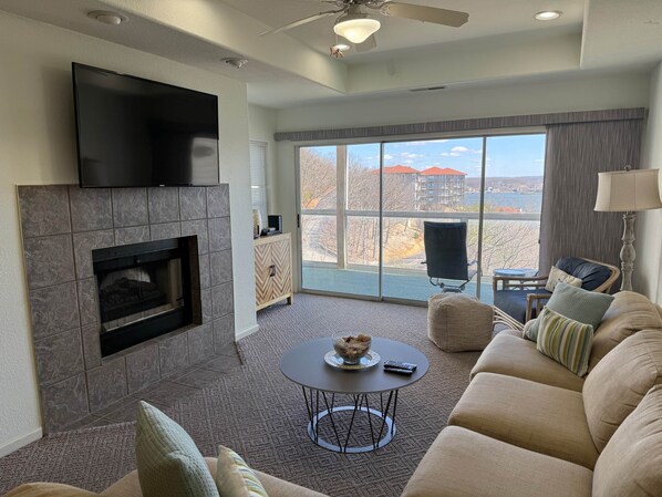 Flat-screen TV, DVD player