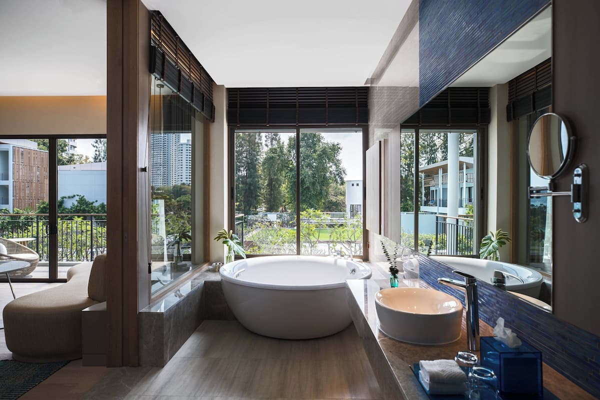 villa, 1 bedroom, private pool, pool view (private pool) | bathroom | designer toiletries, hair dryer, bathrobes, slippers