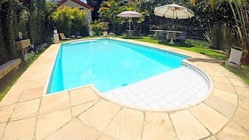 Outdoor pool, sun loungers