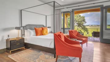 Deluxe kamer, 1 kingsize bed, terras, uitzicht op wijngaard | Luxe beddengoed, een bureau, geluiddichte muren