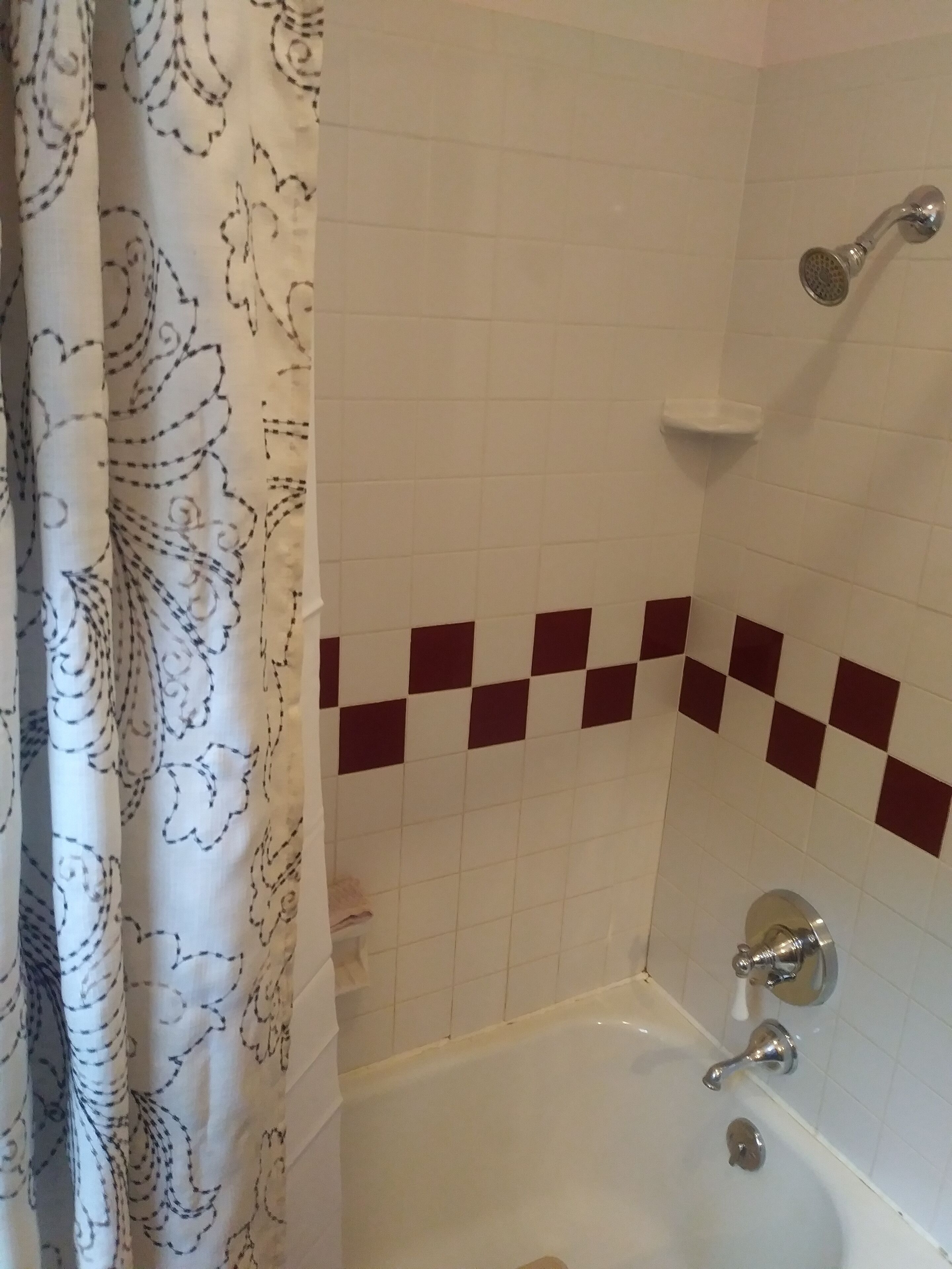 Combined shower/tub, hair dryer, towels