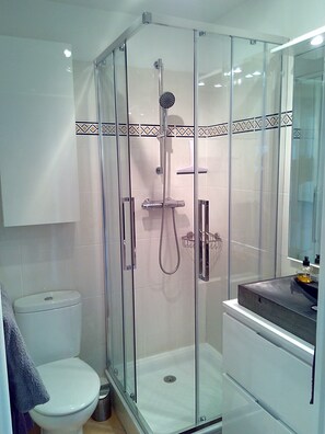 Shower, hair dryer, towels, soap - Studio with garage near the Port of Nice (Nice)