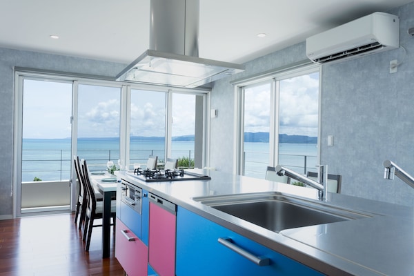 Deluxe Villa | Private kitchen | Full-size fridge, microwave, stovetop, dishwasher