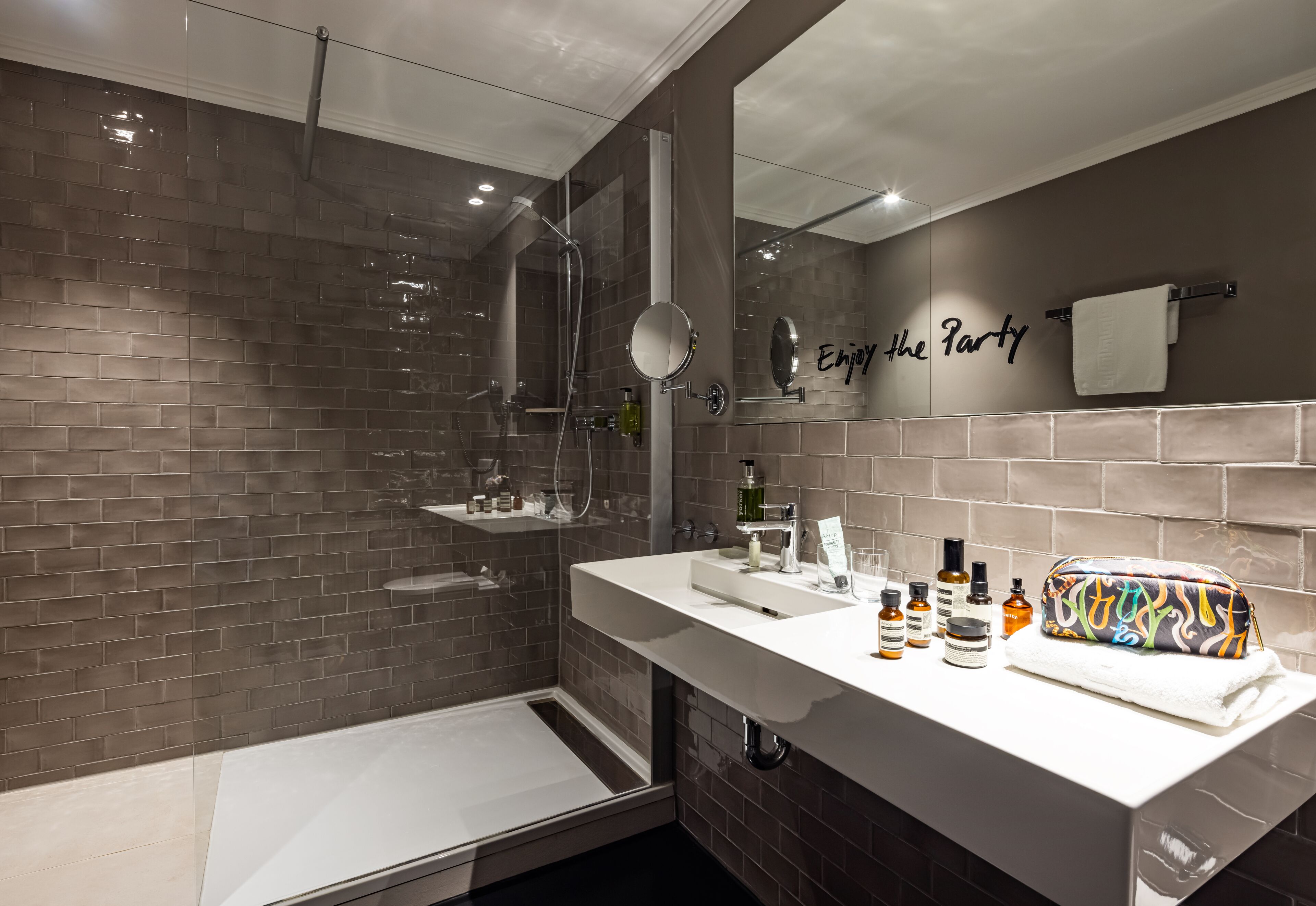 free toiletries, hair dryer, towels