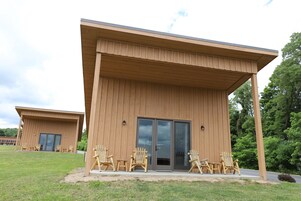 Chalet Deluxe, 2 camas de matrimonio, vistas al lago | Terraza o patio