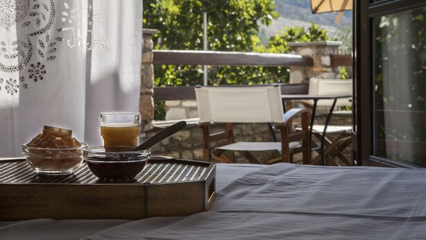 Double Room, Garden View (Elaiodora) | Terrace/patio - Elaion Terra Boutique Guesthouse (Thasos)
