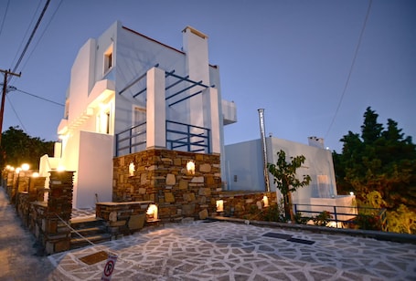 Front of property - evening/night. Peskesi Ikaria