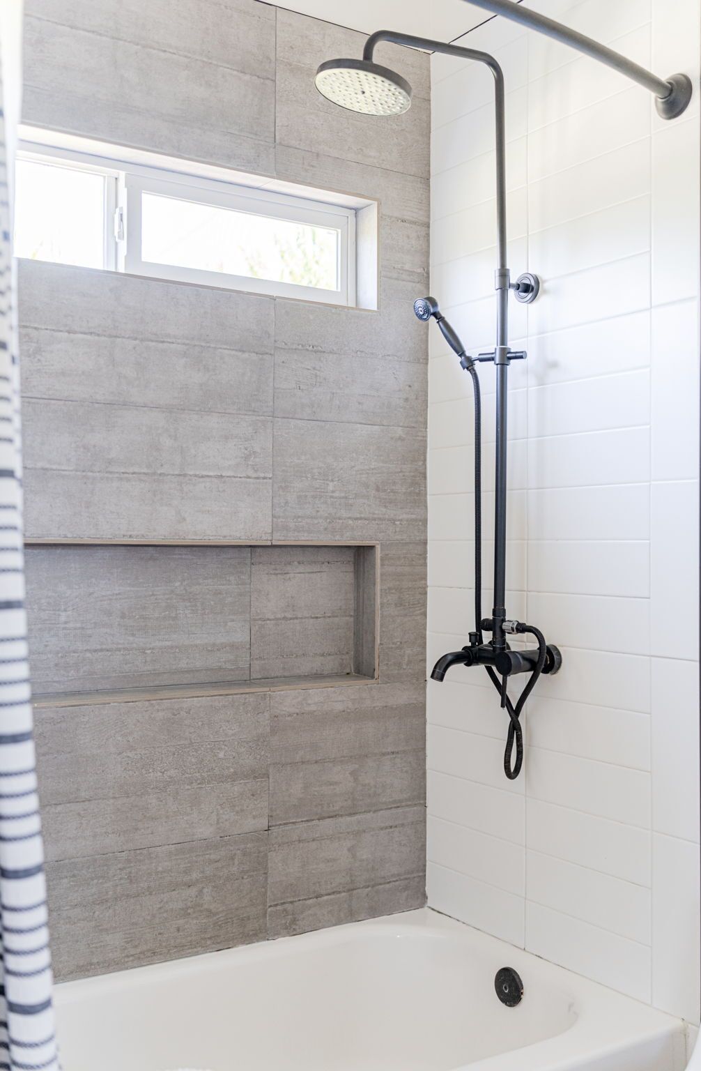 Combined shower/tub, hair dryer, towels, soap