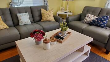 Smart TV, fireplace, toys