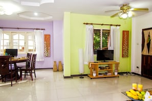 Arcadia Castle Villa | Living room | 32-inch LCD TV with satellite channels, TV