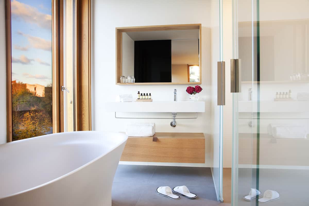 deluxe suite | bathroom | shower, free toiletries, hair dryer, bidet