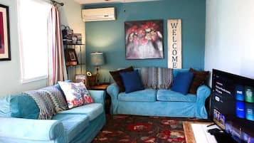 Smart TV, DVD player, books, streaming services