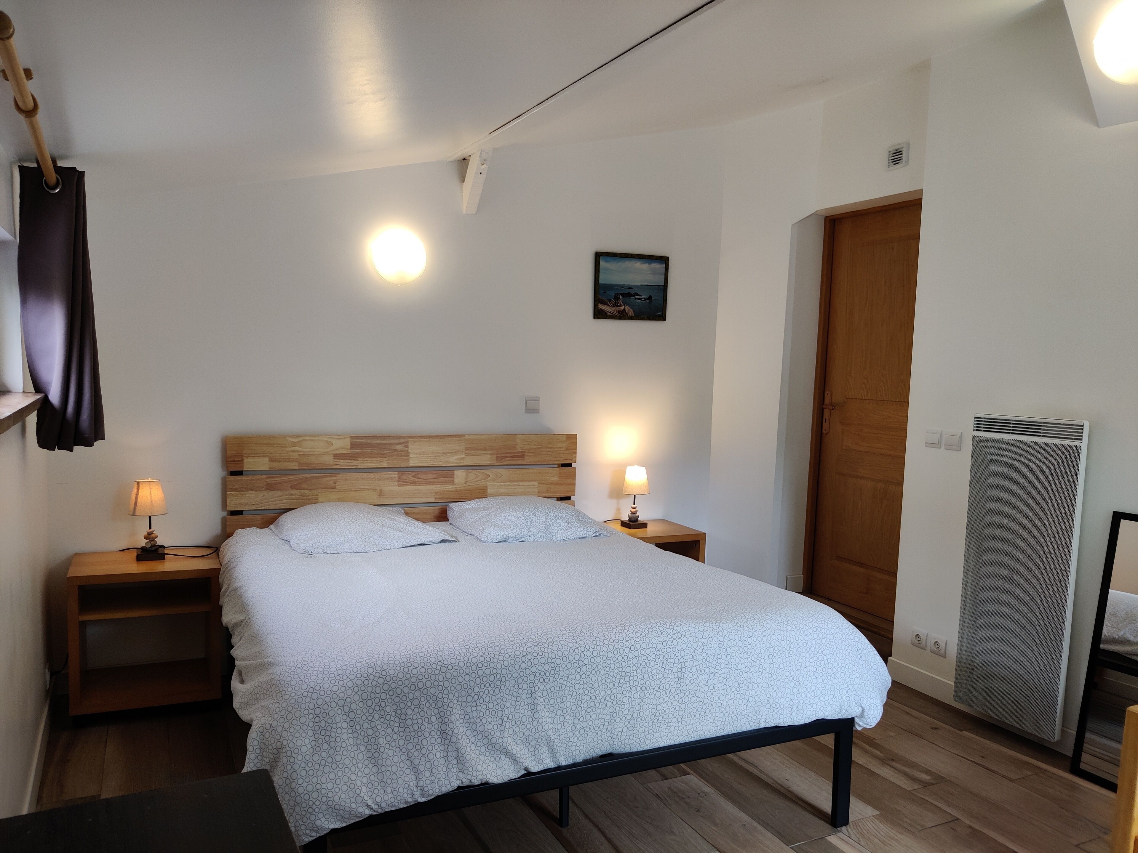 1 bedroom, desk, iron/ironing board, travel cot