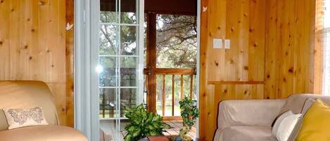 Tv, eldstad, dvd-spelare och böcker