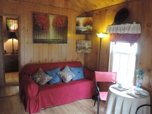 TV, fireplace, books, music library - Hansel & Gretel Charming Cabin @ HomeAway Ranch & NoahSanctuary - Pet friendly! (Boerne)