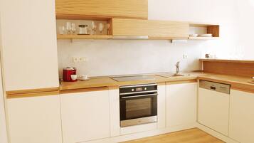Apartment, 3 Bedrooms (Jizera) | Private kitchen | Fridge, stovetop, electric kettle, cookware/dishes/utensils