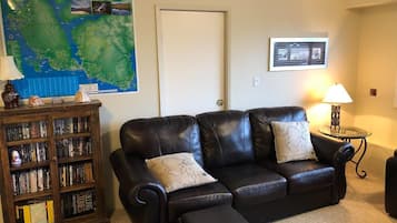 Fernseher, Kamin, DVD-Player, BĂŒcher