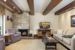 TV, fireplace
