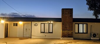 House in a residential zone, gated parking