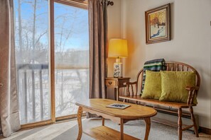 TV, fireplace - Lazy Bear Retreat - pet friendly, grill, wifi, fire pit, deck, hiking, fireplace (Berkeley Springs)