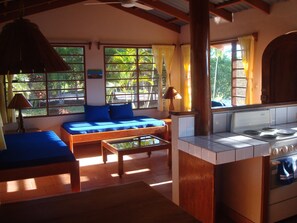 Fridge, stovetop, coffee/tea maker, toaster