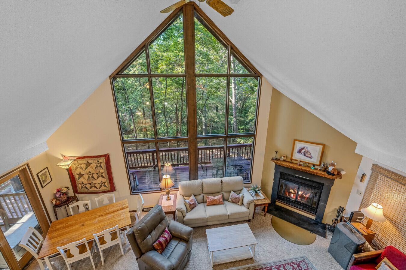 Télévision, cheminée, lecteur de DVD