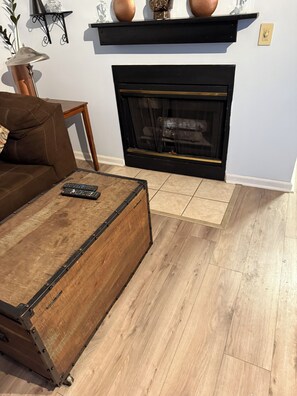 Fernseher, Kamin, DVD-Player