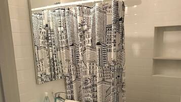 Hair dryer, towels, toilet paper