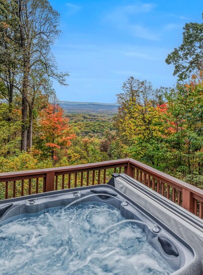 Rooftop deck, view, hot tub, pets, wifi, EV charger, lake access, fire pit
