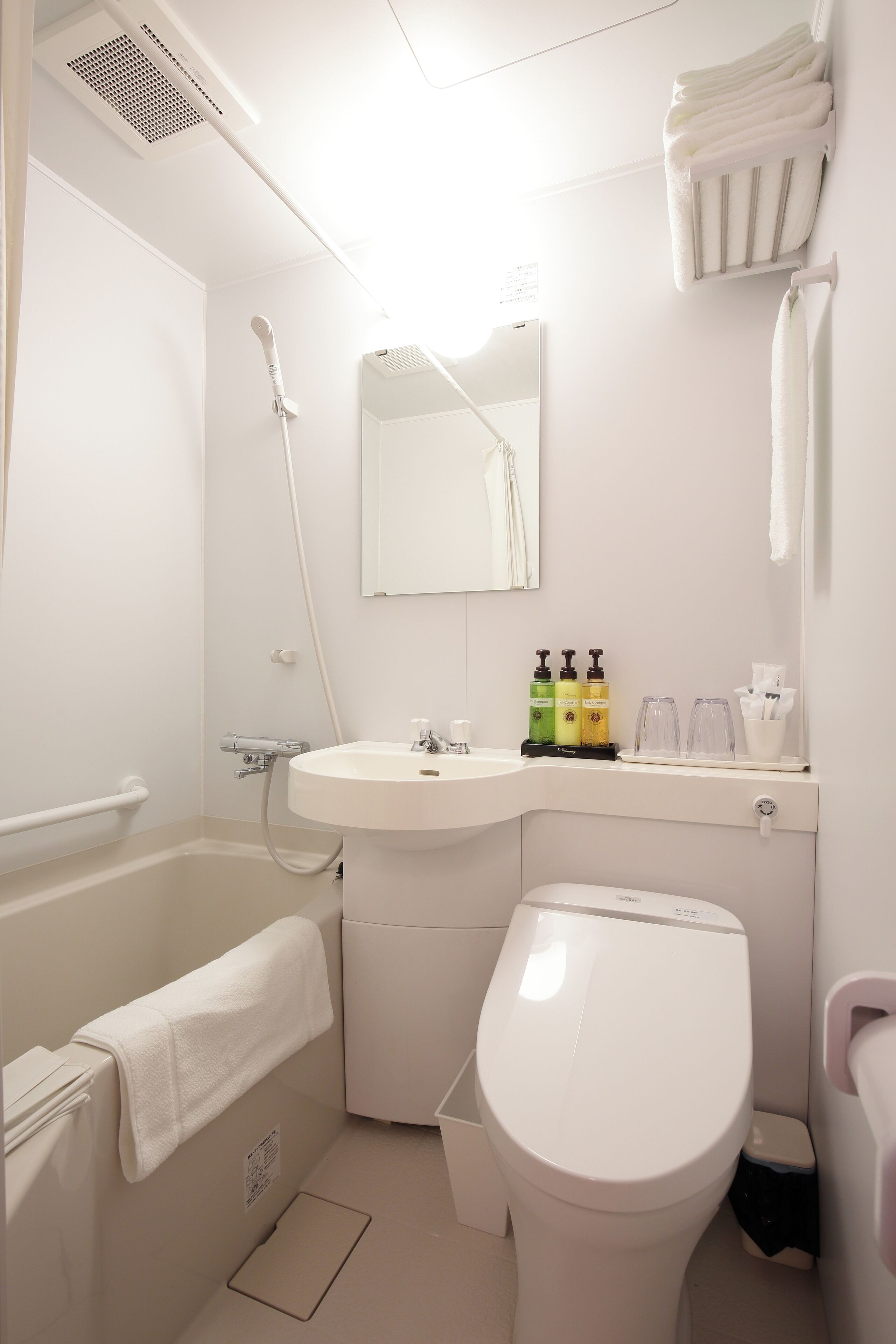 free toiletries, hair dryer, slippers, bidet