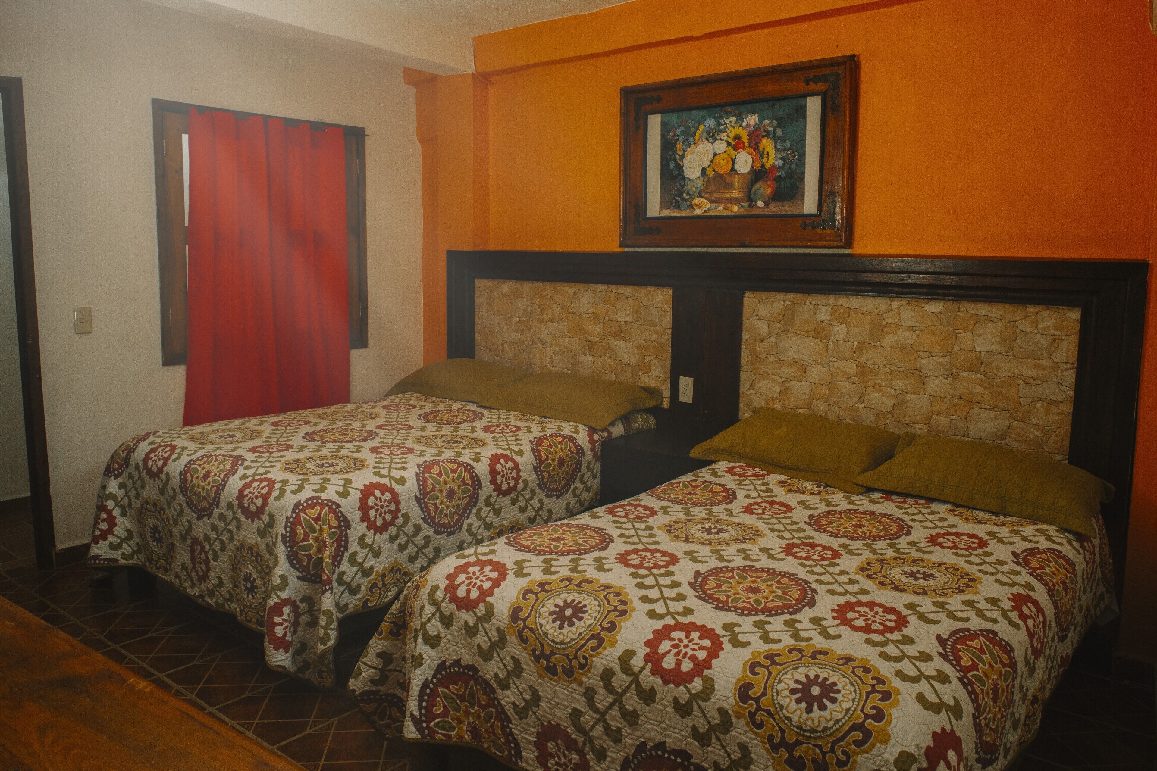 traditional room, 2 double beds | laptop workspace, iron/ironing board, free wifi, bed sheets