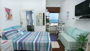 Apartamento panorâmico, 1 cama de casal e sofá-cama, para não fumantes | Roupas de cama premium, frigobar, escrivaninha