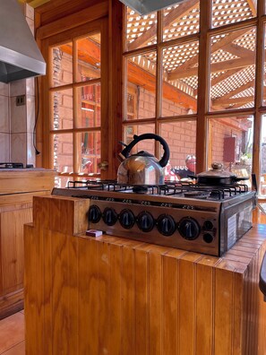 Fridge, oven, dishwasher, cookware/dishes/utensils