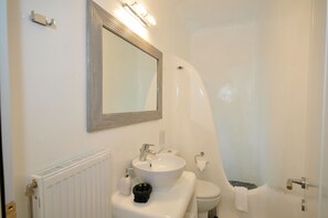 Shower, towels, toilet paper