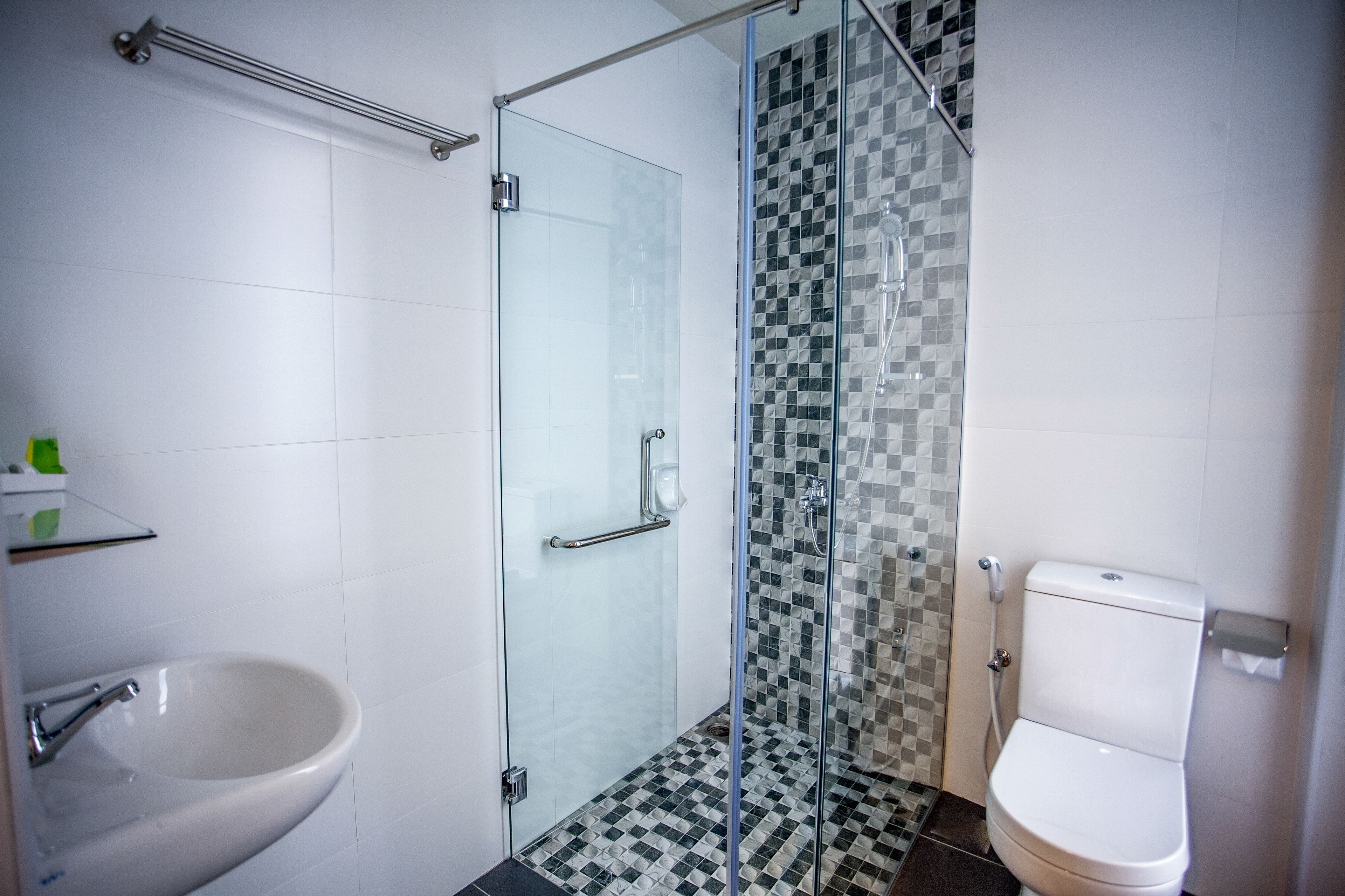 shower, free toiletries, hair dryer, bidet