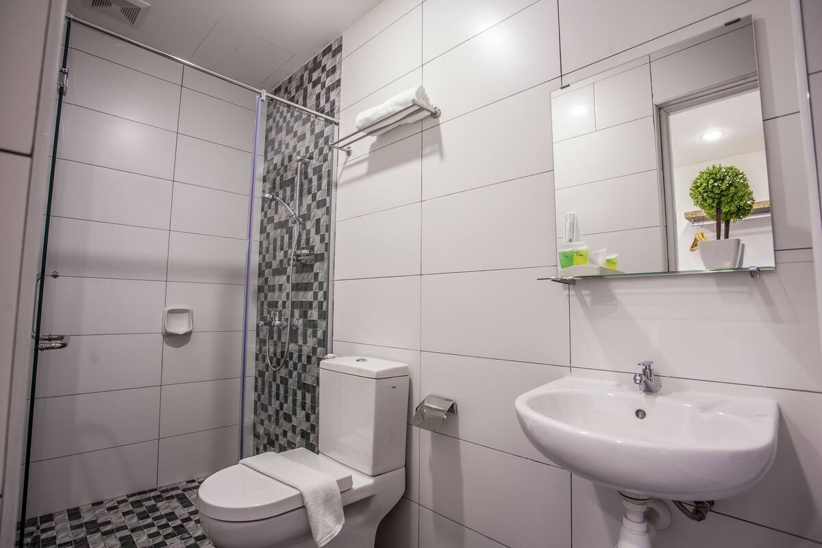shower, free toiletries, hair dryer, bidet