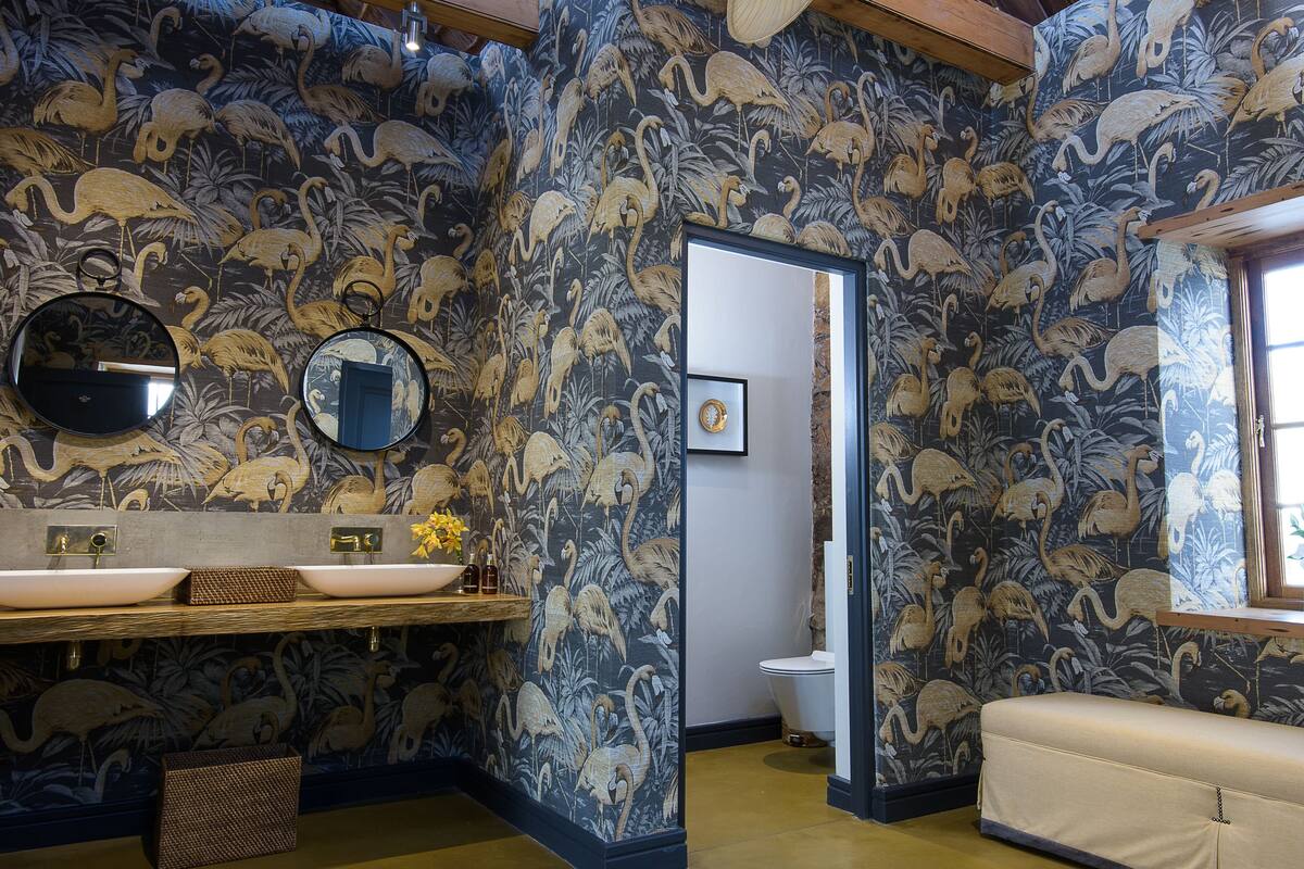 separate bathtub and shower, free toiletries, hair dryer, bathrobes