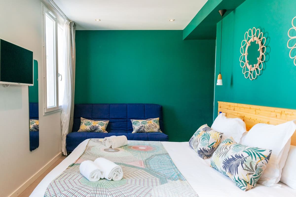 1 habitación y ropa de cama de alta calidad