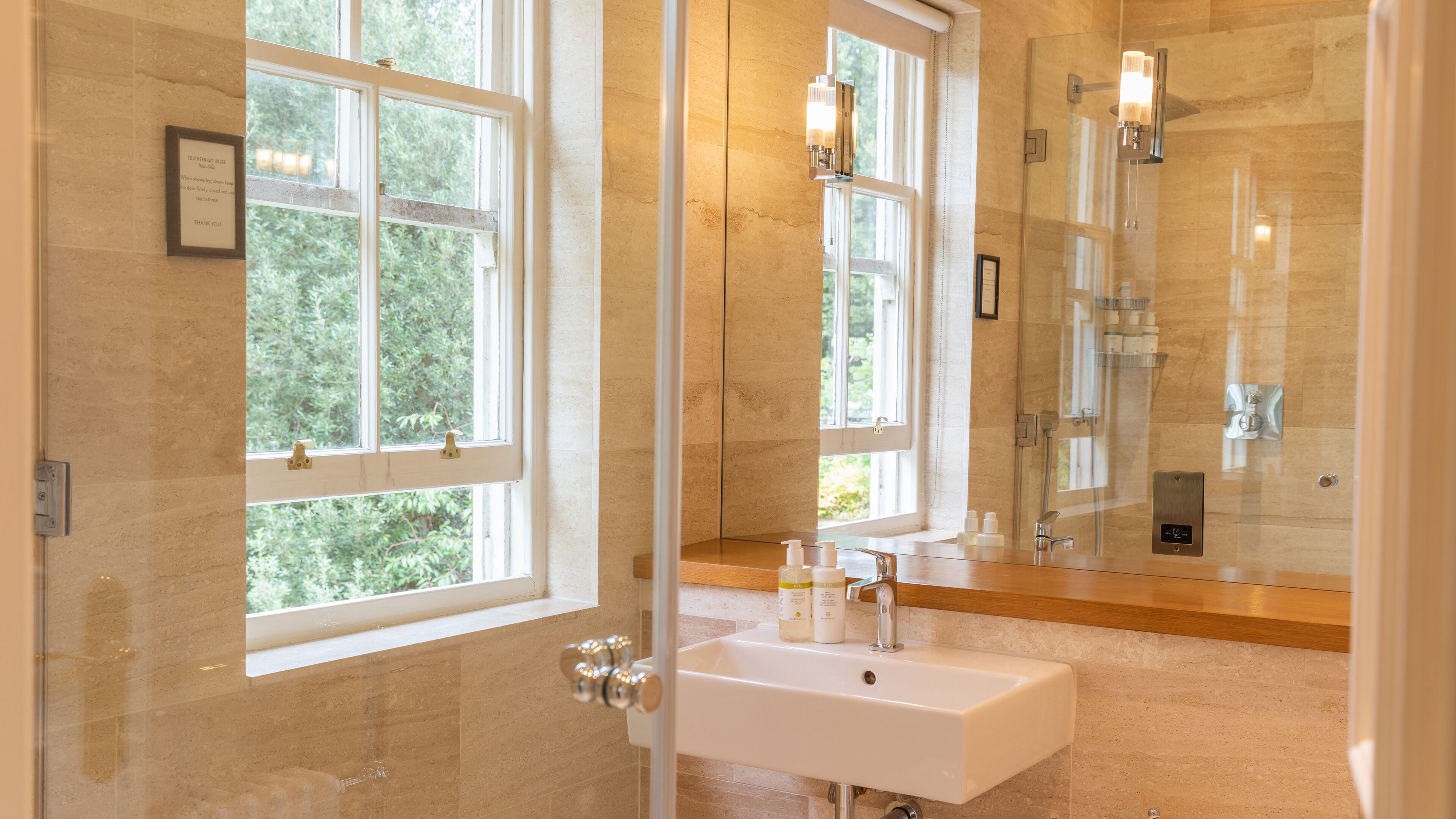 lovely & larger room | bathroom | free toiletries, hair dryer, heated floors, towels