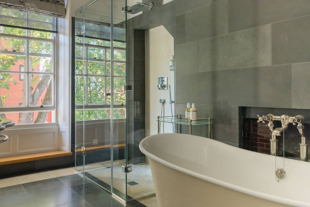 lovely & luxury room | bathroom | free toiletries, hair dryer, heated floors, towels