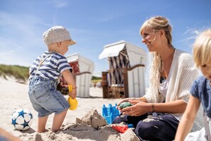 On the beach, beach volleyball, beach bar