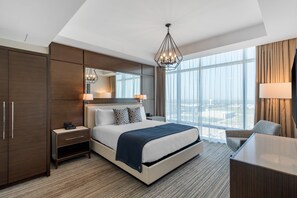 In-room safe, desk, laptop workspace, blackout curtains