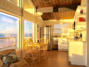 Fridge, microwave, oven, stovetop - Sunset Beach Haven; Seriously Waterfront-"It's Like Living on a Boat", Whidbey (Oak Harbor)