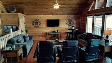 Televisión, chimenea, videojuegos y reproductor de DVD