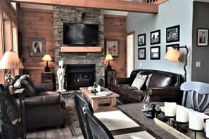 TV, fireplace, video-game console, Netflix