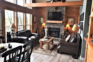 TV, fireplace, video-game console, Netflix